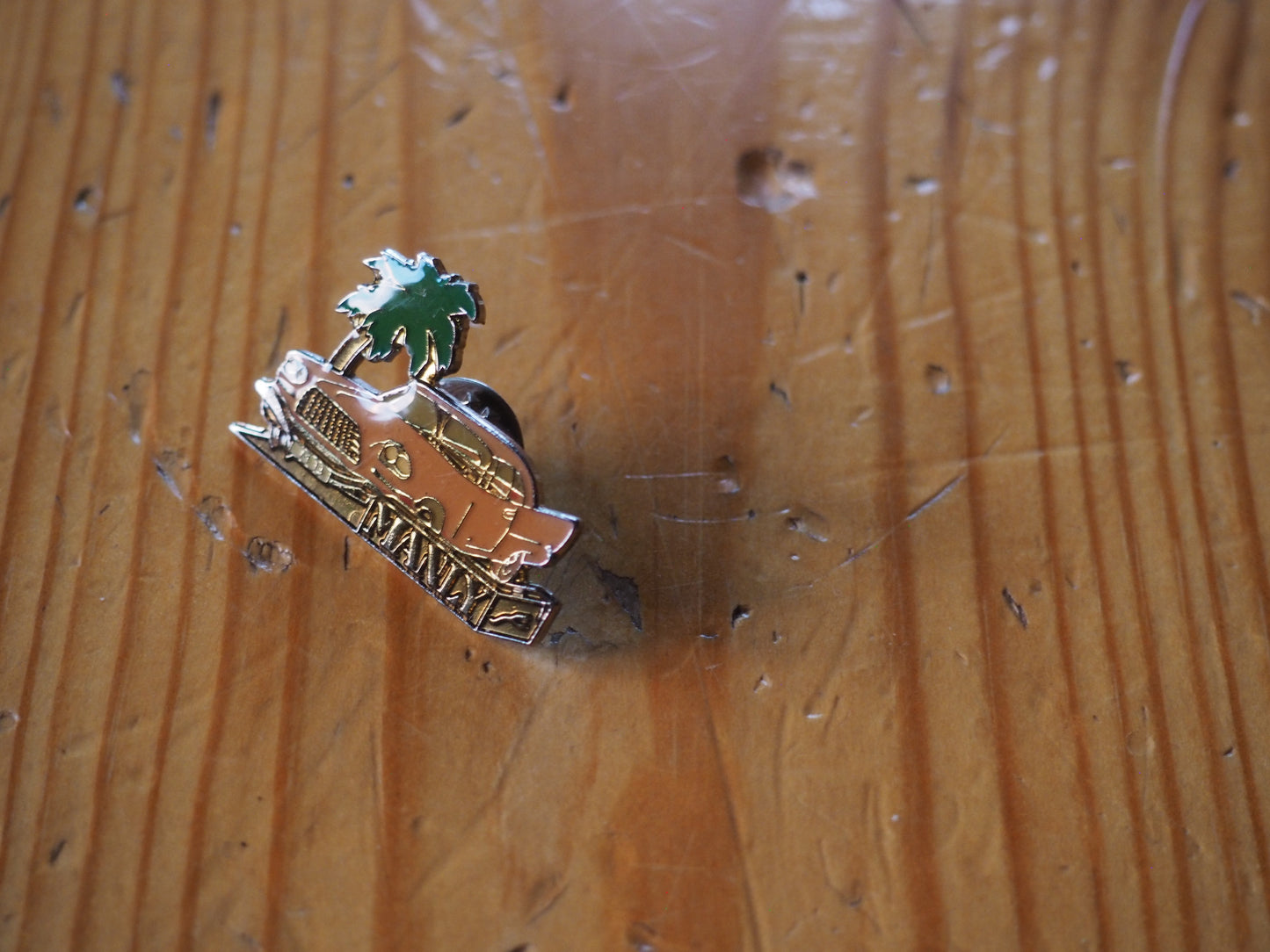 Auto ja palmu pinssi