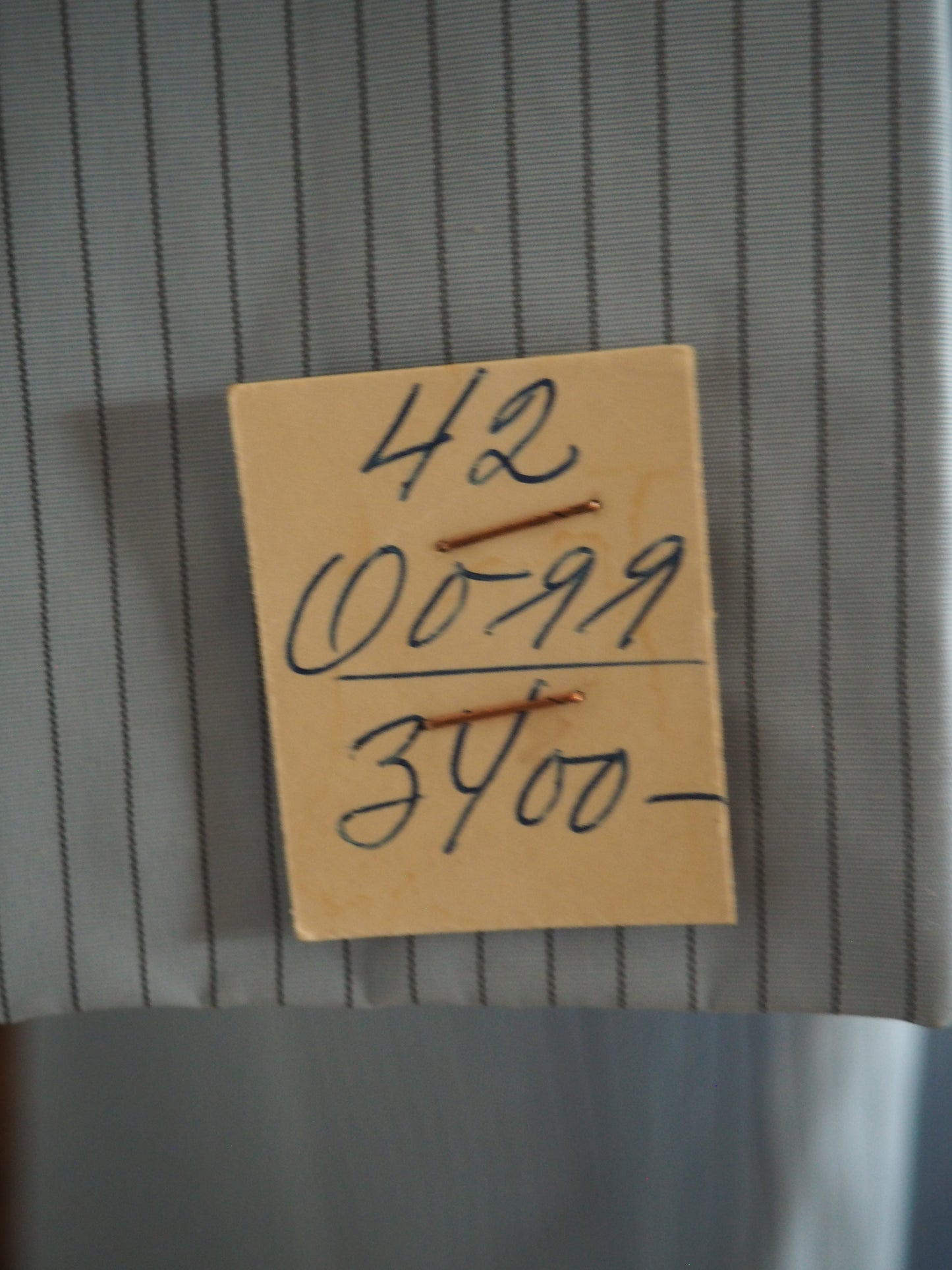 Vaaleansininen raidallinen pitkä popliinitakki, käyttämätöntä vanhaa varastoa