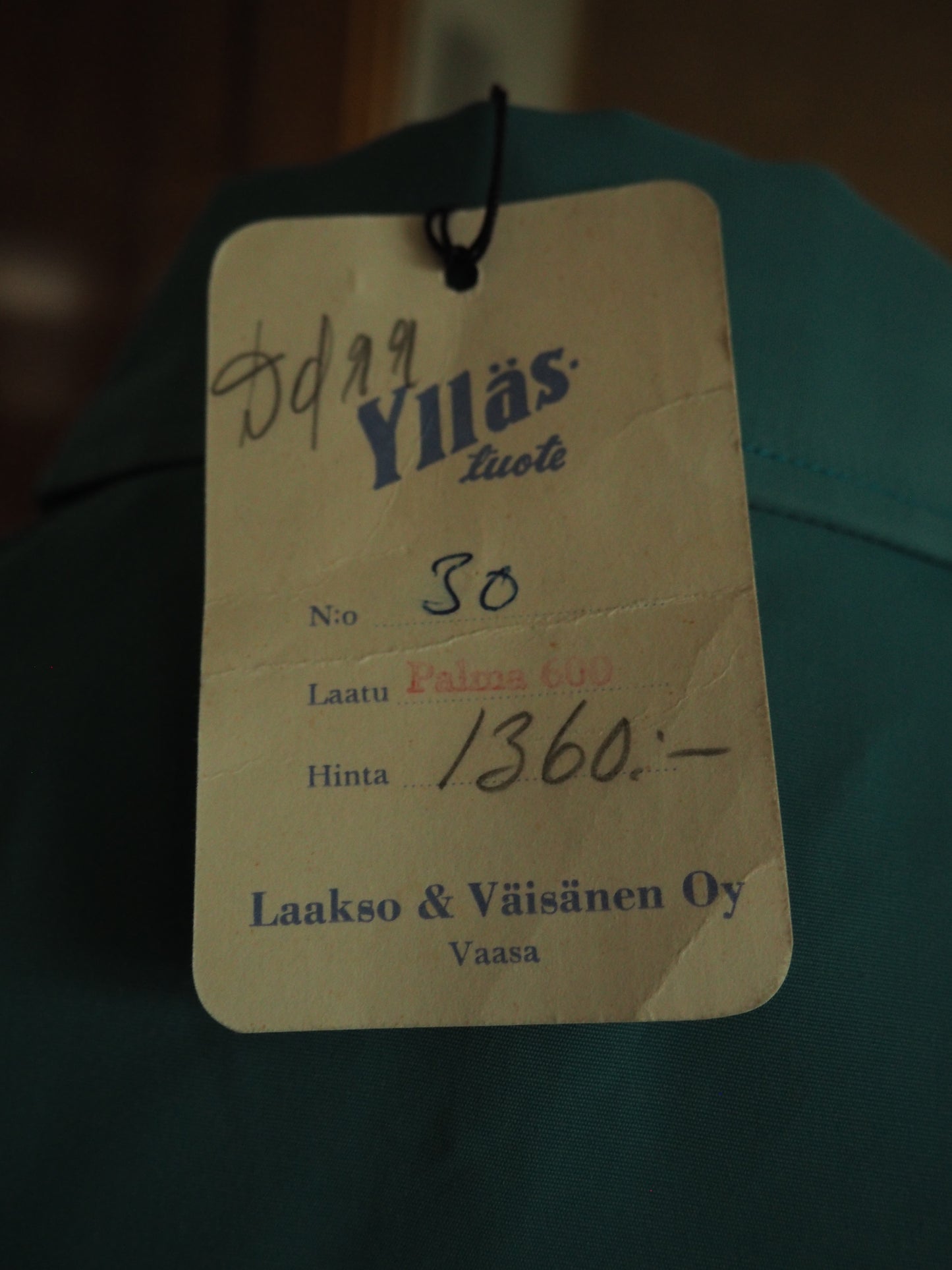 Turkoosi Ylläs-tuotteen Palma 600 takki, käyttämätöntä vanhaa varastoa