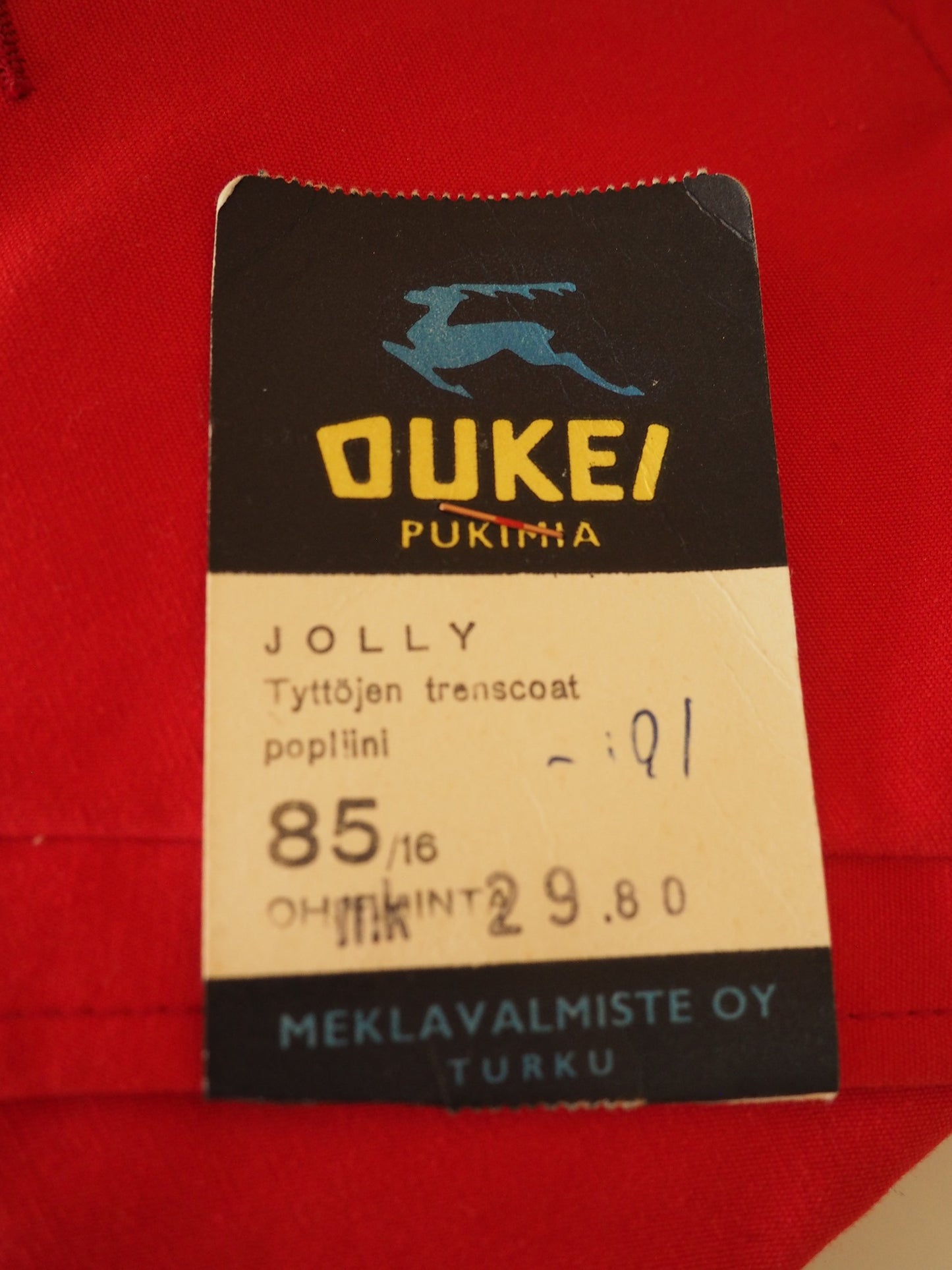 Lasten Oukei takki, käyttämätöntä vanhaa varastoa