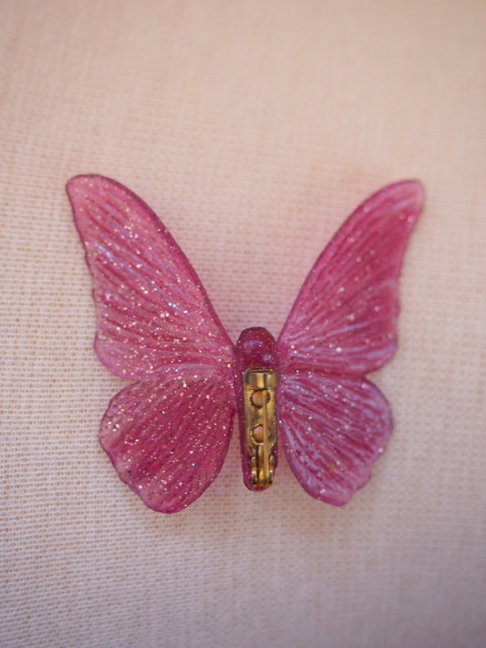Vaaleanpunainen glitter perhonen rintaneula