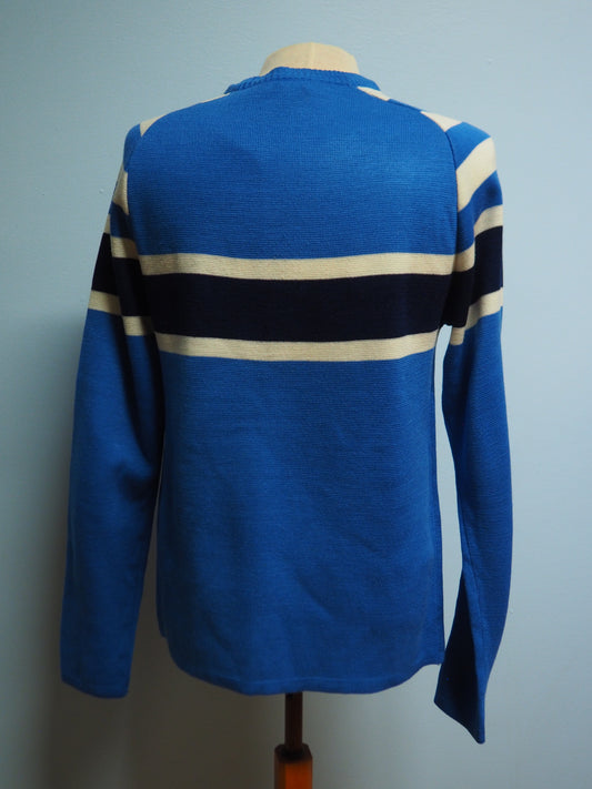 Sininen raidallinen unisex neule