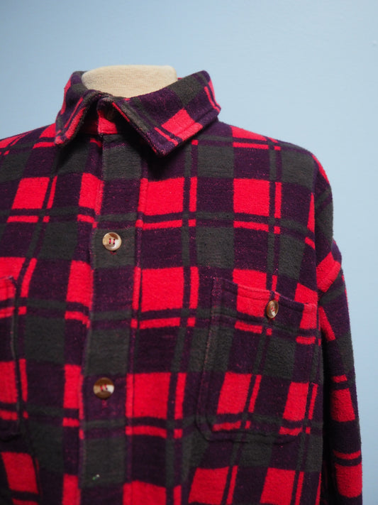 Punainen ruudullinen paksu flanelli takki
