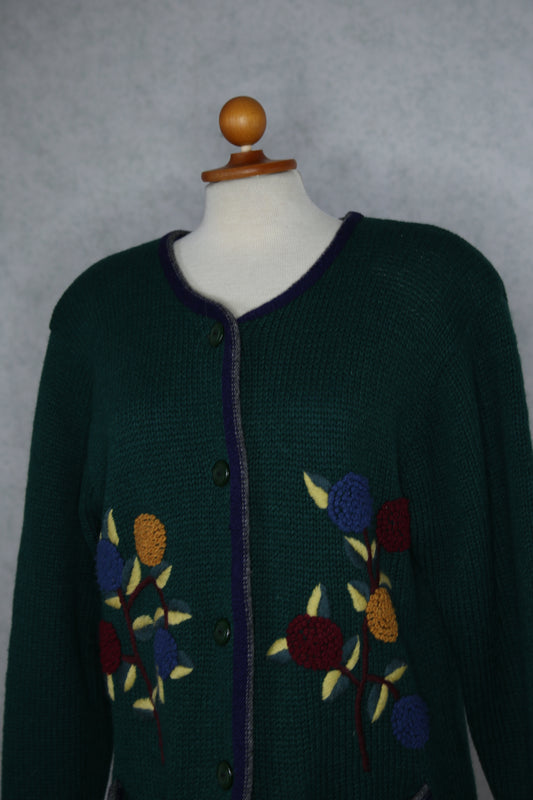 Vihreä kuvioitu neuletakki