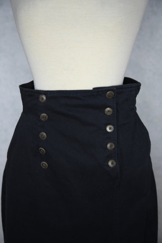 Musta korkeavyötäröinen farkku hame