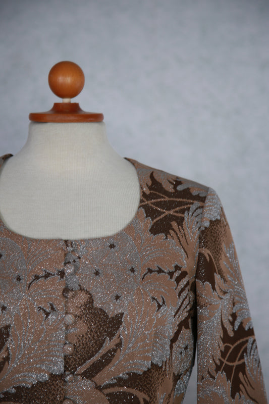 Vaaleanruskea kuviollinen kimalteleva pusero