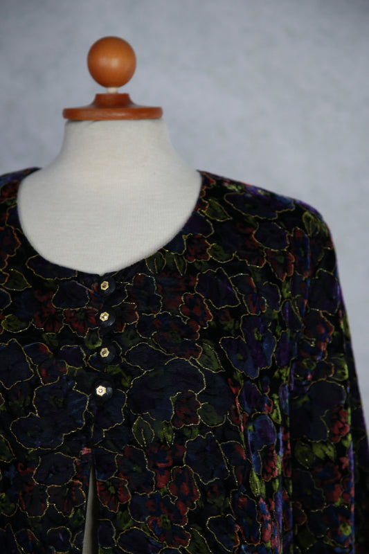 Kukkakuviollinen kimalteleva lyhyt samettijakku