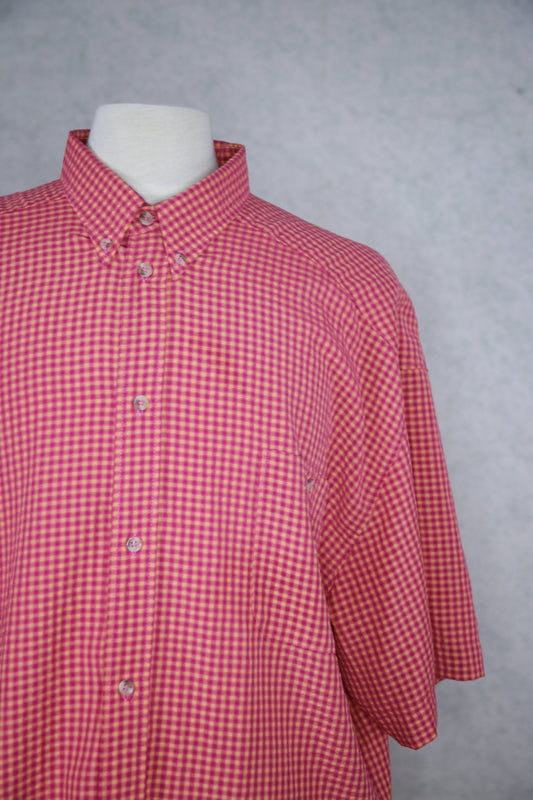 Pinkki ruudullinen lyhythihainen Ewald kauluspaita