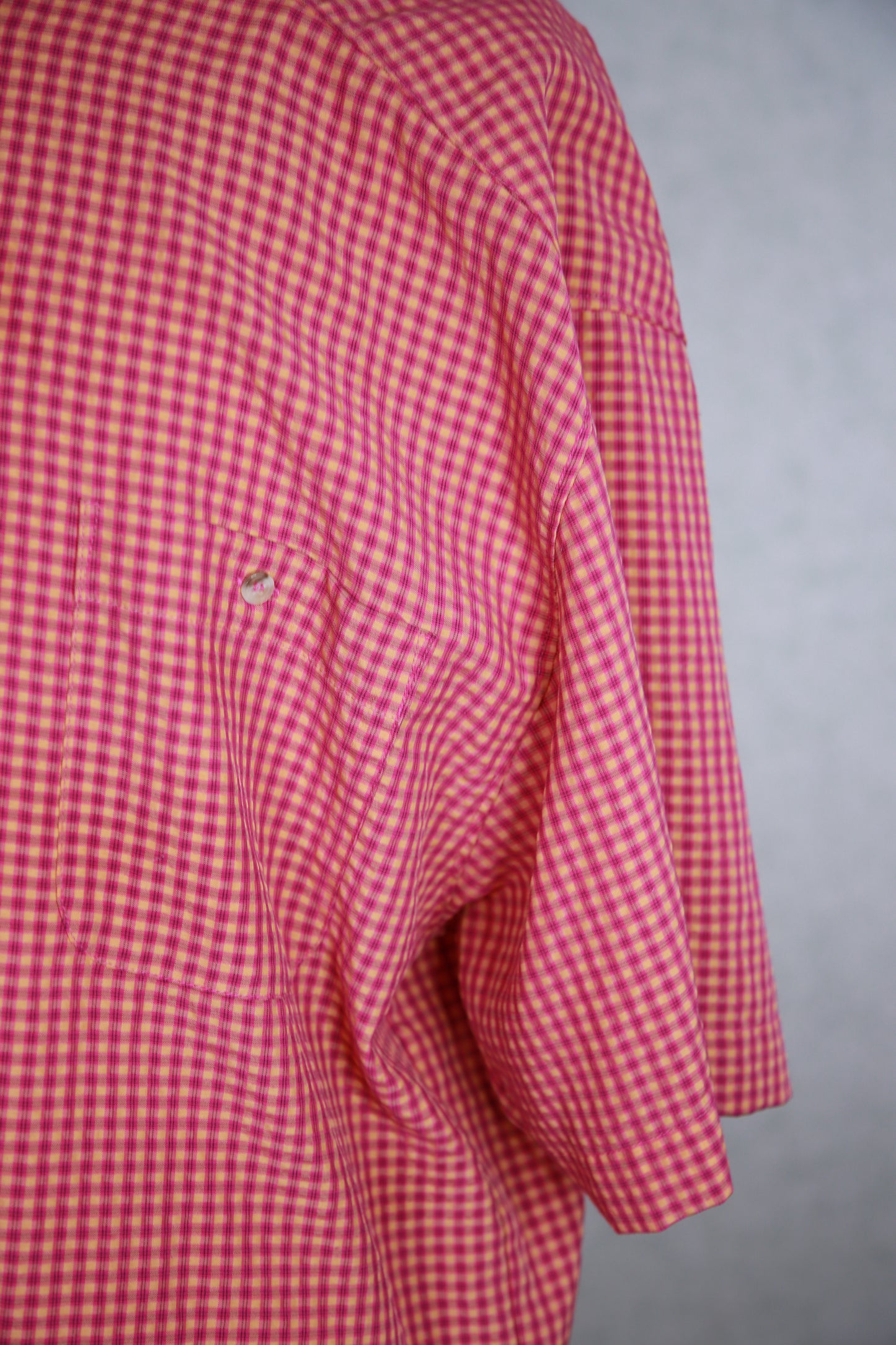 Pinkki ruudullinen lyhythihainen Ewald kauluspaita