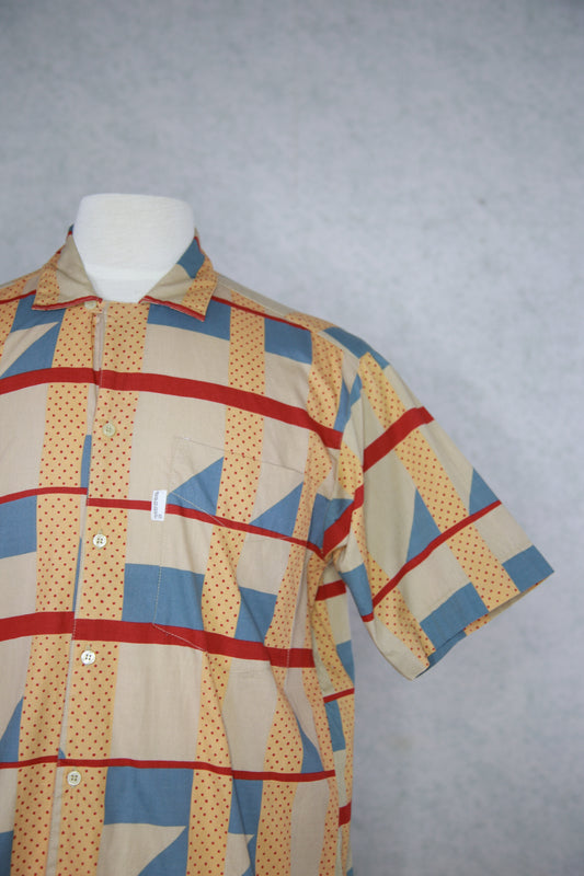 Vaalea monivärinen kuviollinen lyhythihainen Dobber kauluspaita