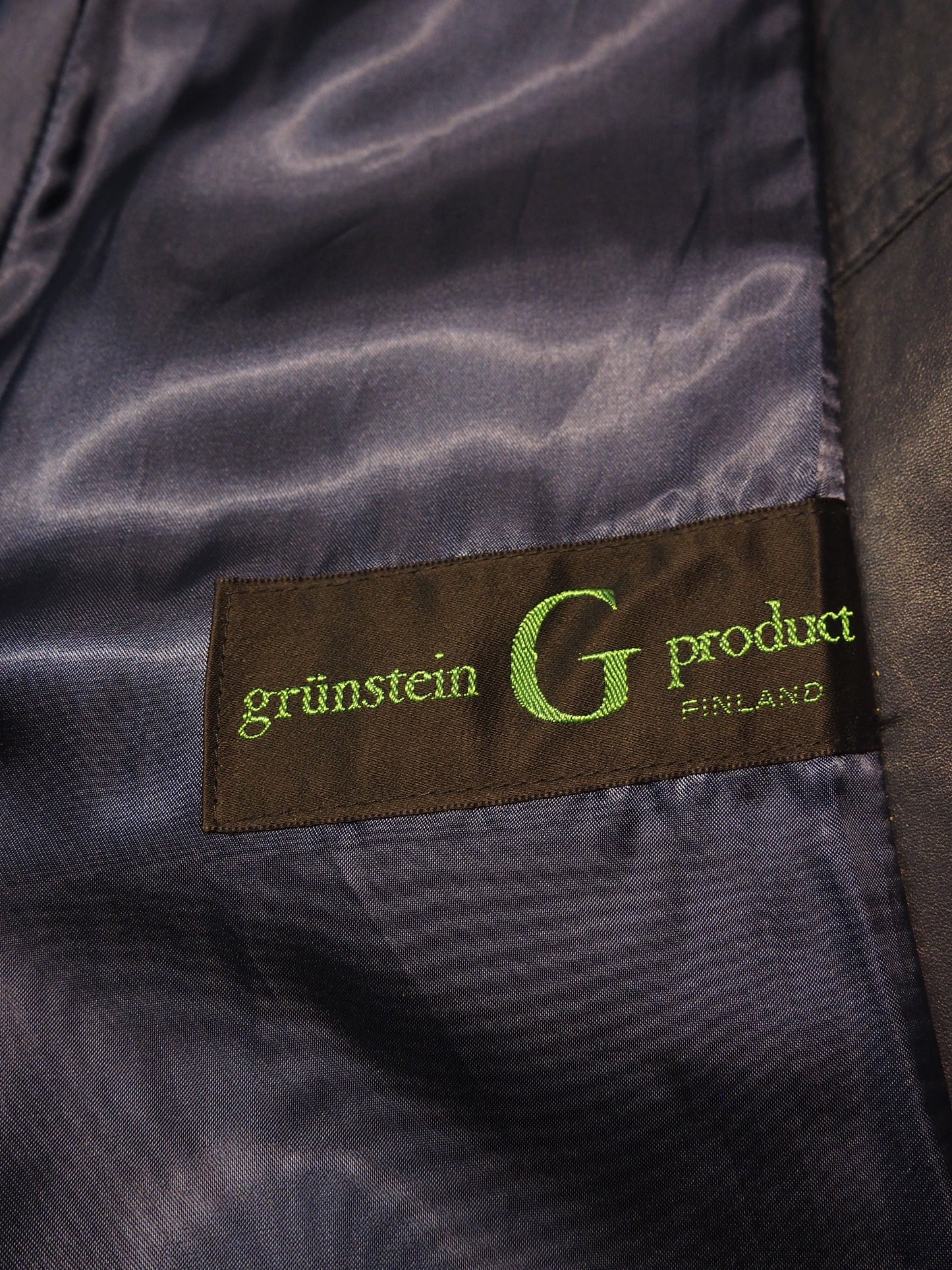 Tumman siniharmaa Grunstein product pitkä nahkatakki